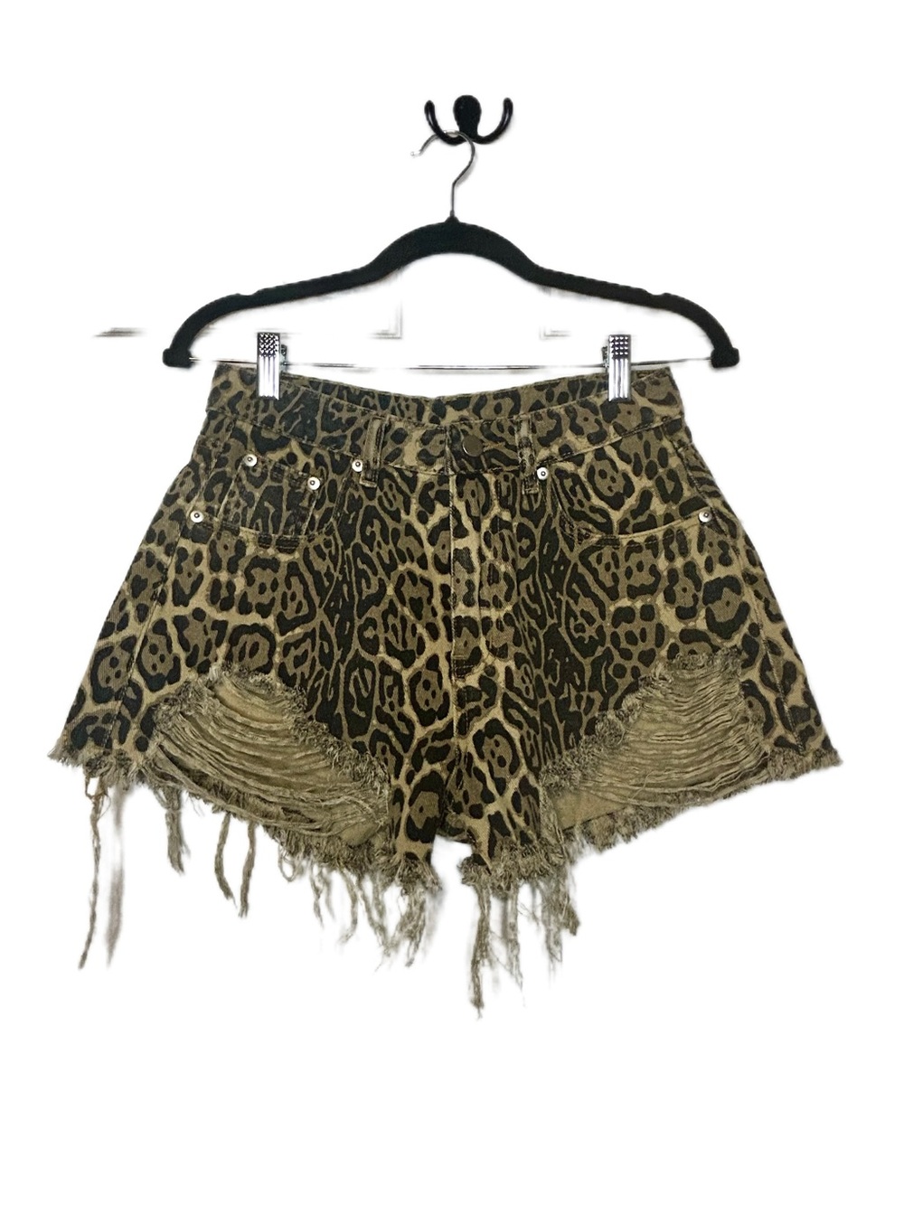 Fashion Nova Leopard Distressed Shorts